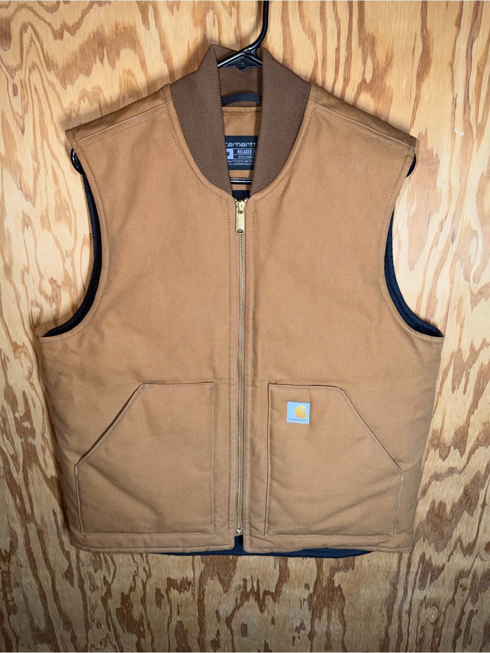 Carhartt V01 Firm Duck Insulated Vest Brown Relaxed Fit Mens Medium 106676